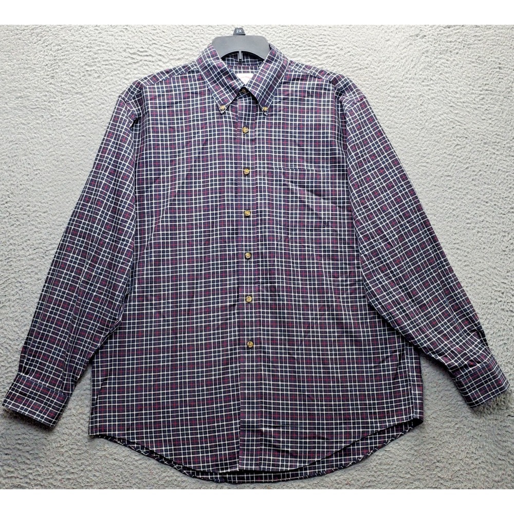 Brooks Brothers Dress Shirt Mens L Multi Plaid‎ Long Sleeve Non-Iron Button Down
